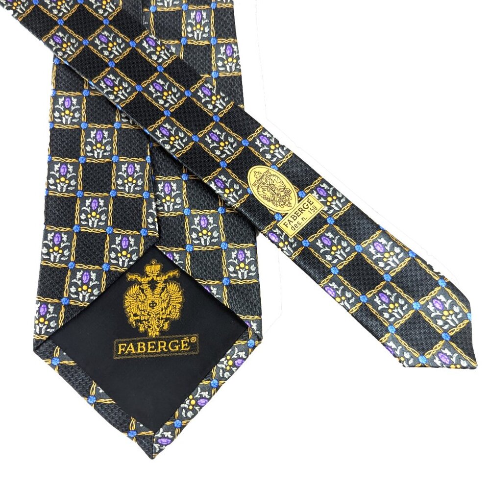Faberge Silk Tie with Faberge Egg pattern limited edition design #159, like new